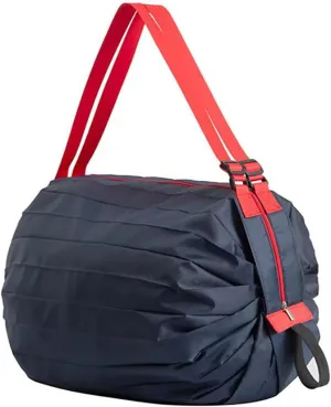 Foldable Water Resistant Tote Bag with Zipper, Large Reusable Grocery Shopping Bags Shoulder Bag for Gym Beach Travel Daily Use (Navy Blue)