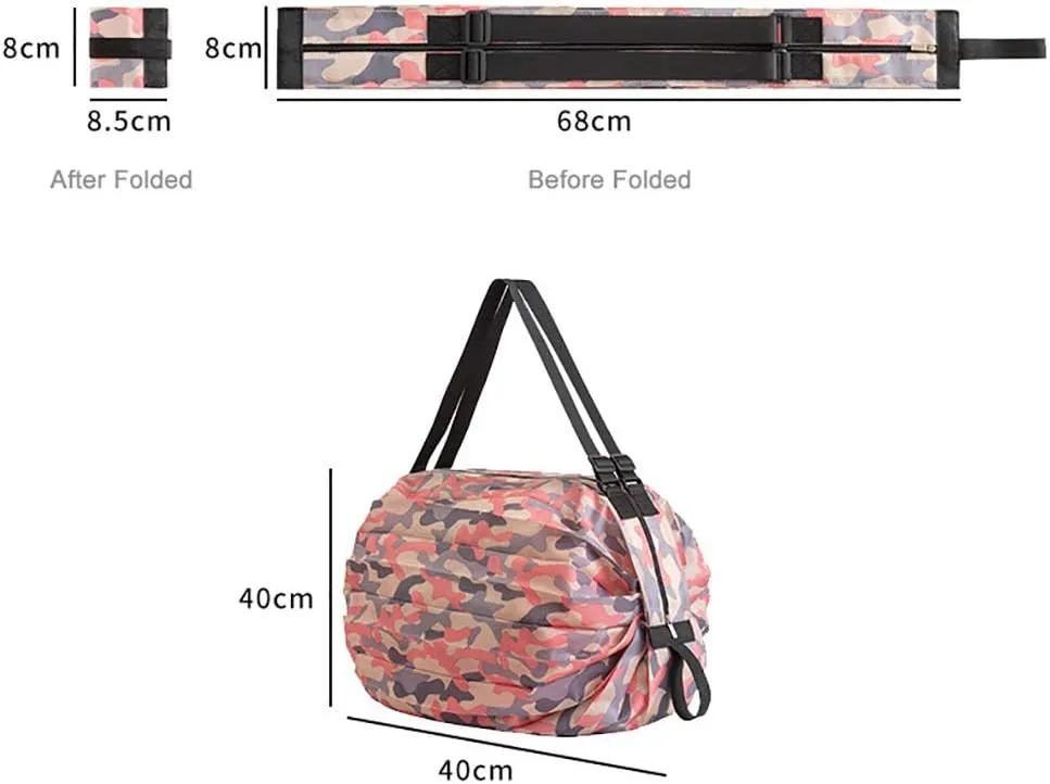 Foldable Water Resistant Tote Bag with Zipper, Large Reusable Grocery Shopping Bags Shoulder Bag for Gym Beach Travel Daily Use (Navy Blue)