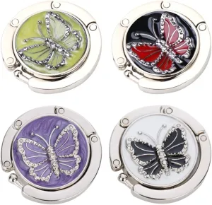 FOME Handbag Hanger - Set of 4 Foldable Purse Hooks, Mixed Color, Butterfly Shape, 1.77x3.54in