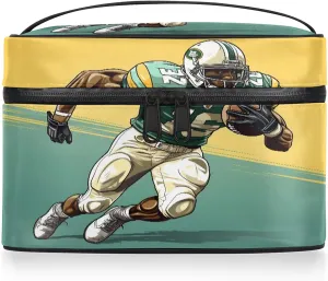 Football Player Travel Toiletry Bag Large Capacity Makeup Case Organizer with Handle Cosmetic Case for Women Girls