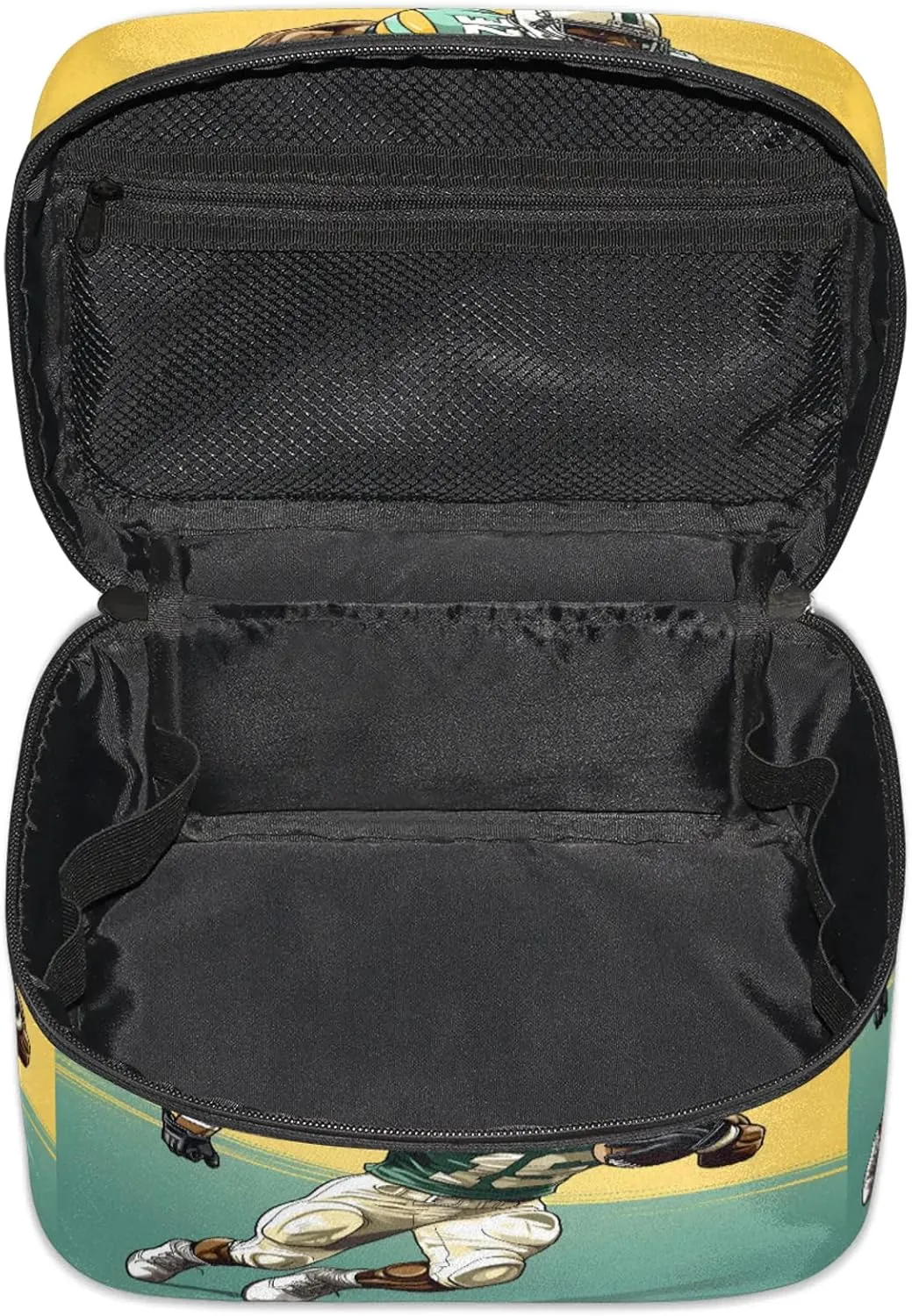 Football Player Travel Toiletry Bag Large Capacity Makeup Case Organizer with Handle Cosmetic Case for Women Girls