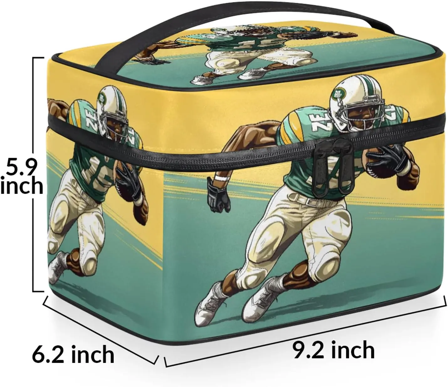Football Player Travel Toiletry Bag Large Capacity Makeup Case Organizer with Handle Cosmetic Case for Women Girls