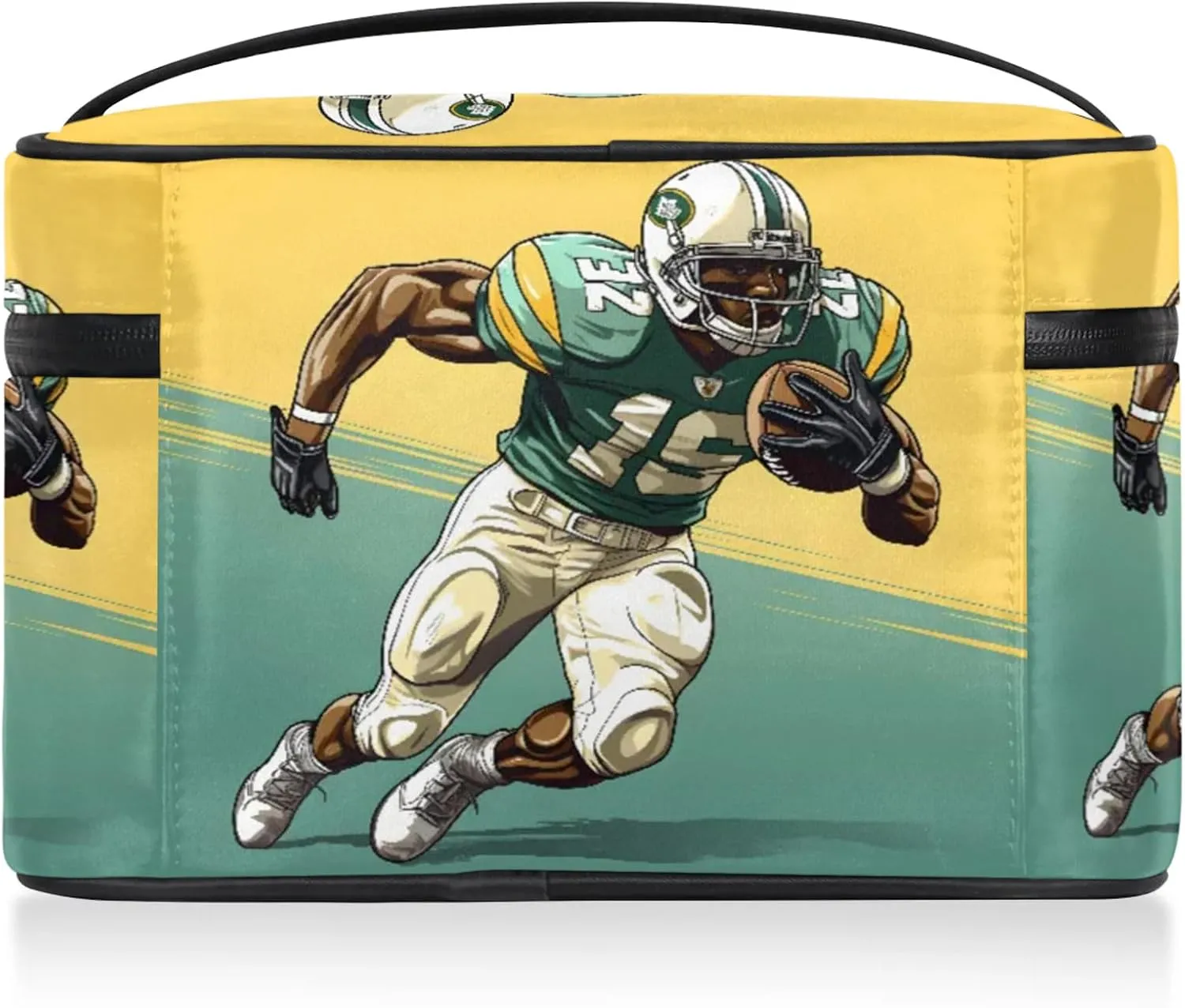 Football Player Travel Toiletry Bag Large Capacity Makeup Case Organizer with Handle Cosmetic Case for Women Girls
