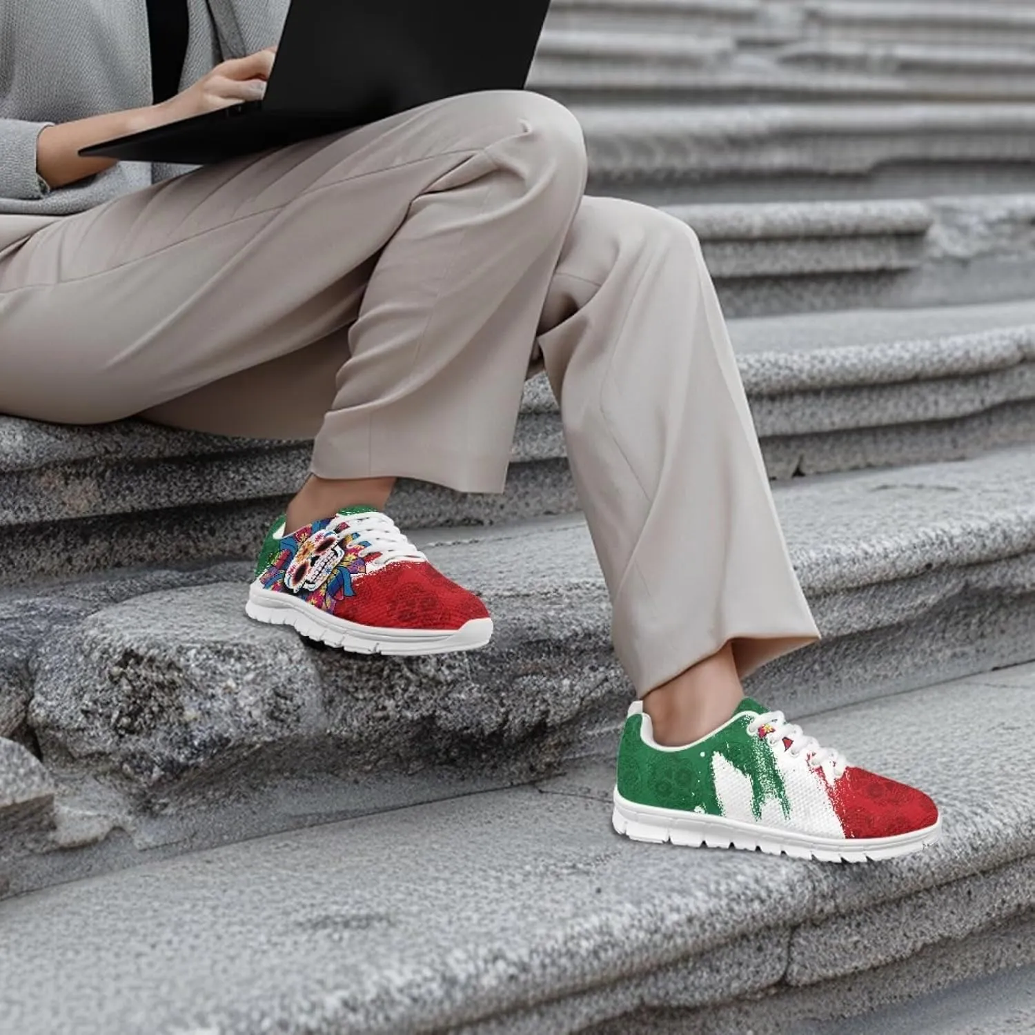 Forchrinse Mexico Splash Ink Sneakers Unisex National Walking Tennis Shoes for Women Men Festival Sneakers Lightweight