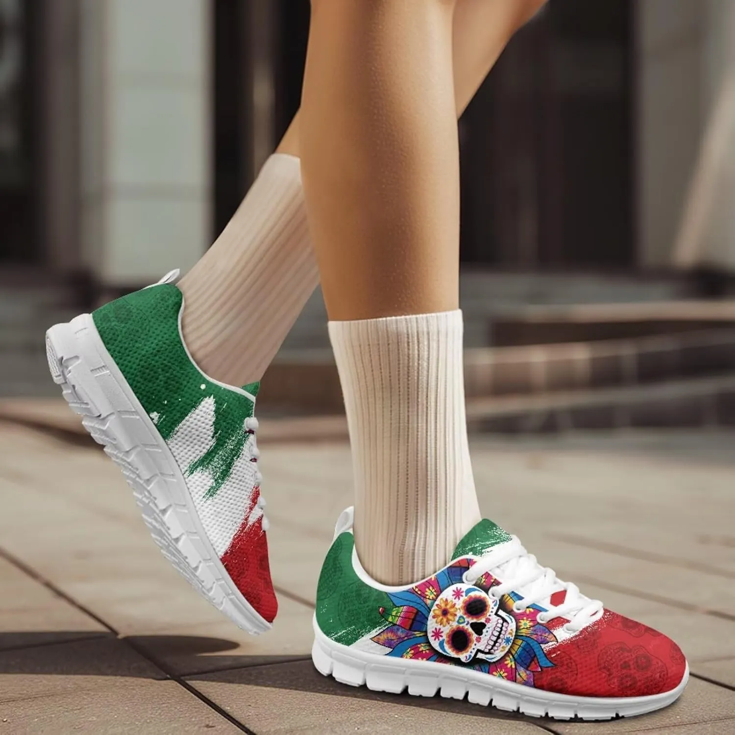 Forchrinse Mexico Splash Ink Sneakers Unisex National Walking Tennis Shoes for Women Men Festival Sneakers Lightweight