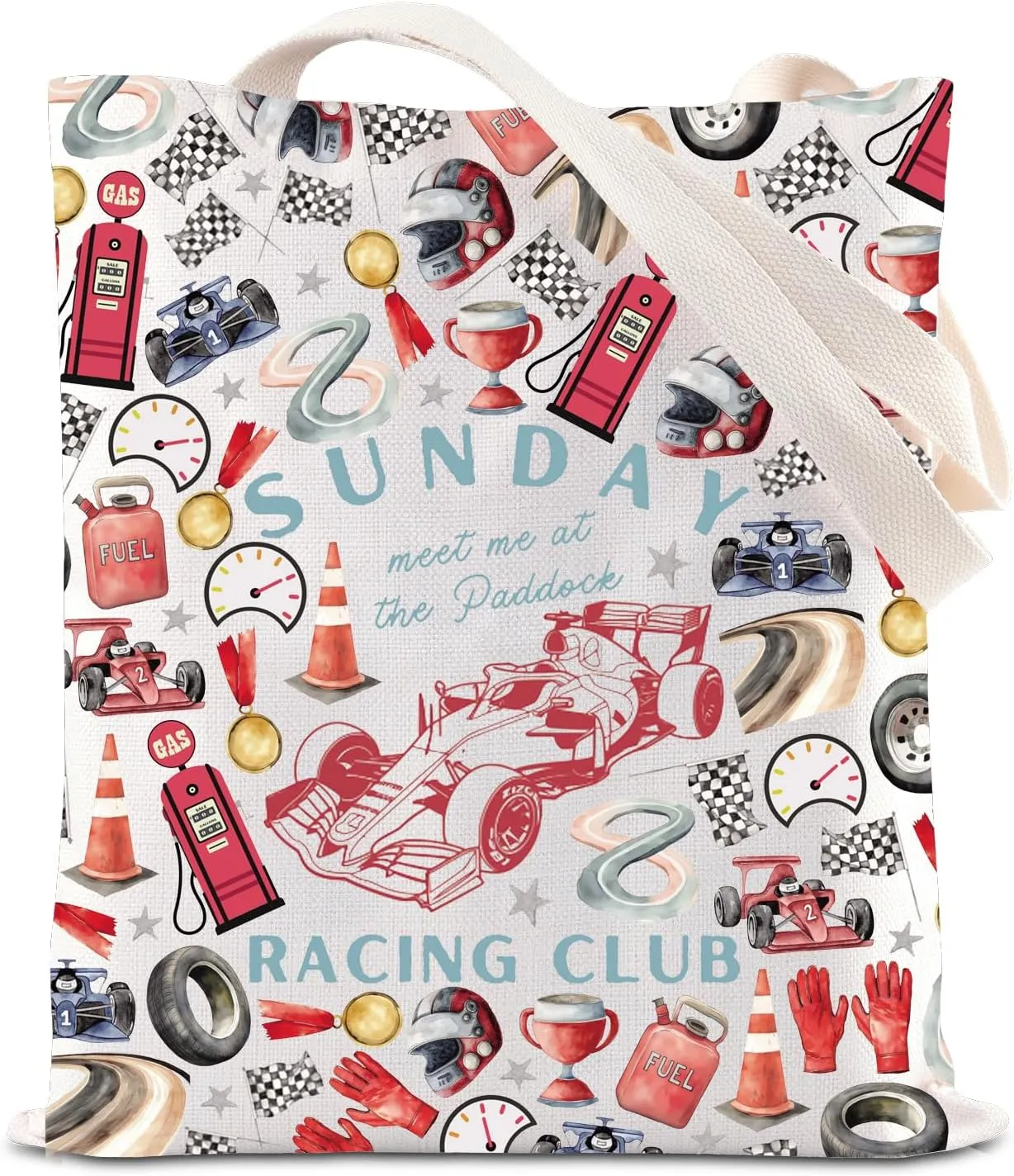 FOTAP Racing Car Merch Shoulder Bag Practice Qualifying Raceday Gift Cars Race Lover Handbag Sunday Racing Club Tote Bag
