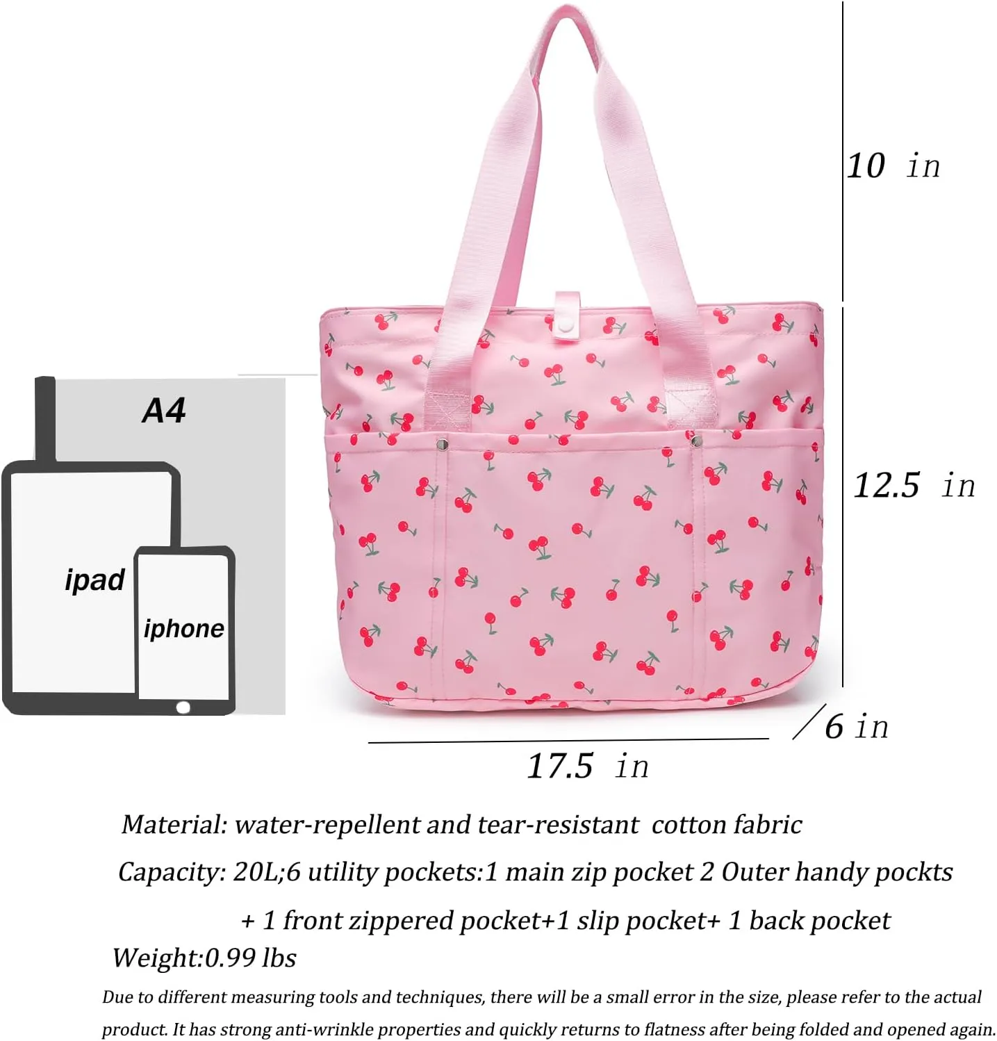 FOTN Tote Bag for Women, Foldable Tote Bag With Zipper Large Shoulder Bag Top Handle Handbag for Travel, Work