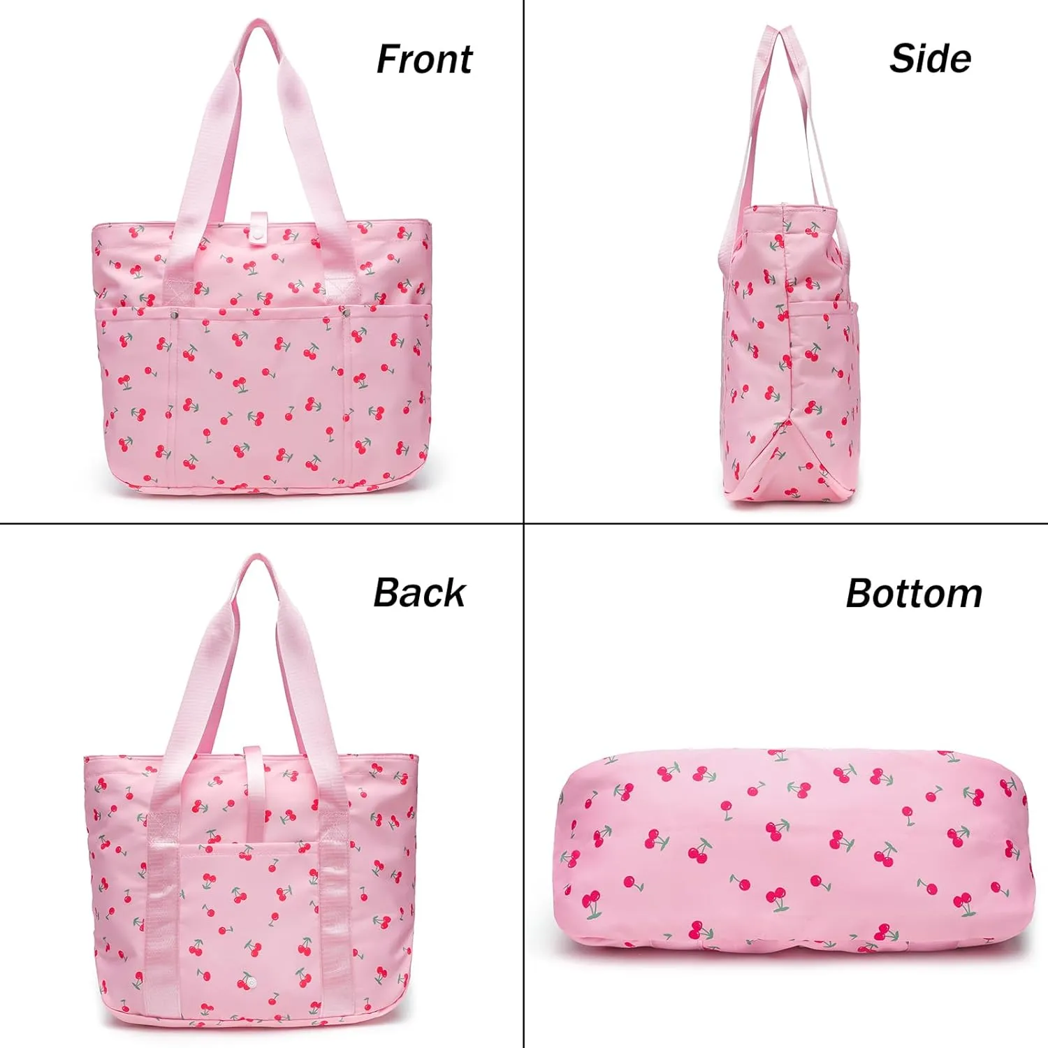 FOTN Tote Bag for Women, Foldable Tote Bag With Zipper Large Shoulder Bag Top Handle Handbag for Travel, Work