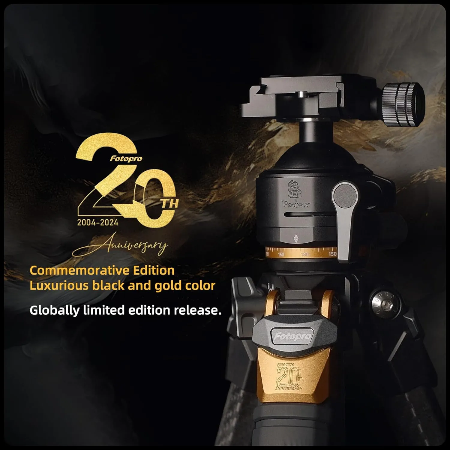 Fotopro Compact Carbon Fiber Travel Tripod, 60 inches Professional Heavy Duty Tripod with Profile Legs Super-Large Ball Head Weatherproof Bag, Fotopro Origin Golden Max Load 33lbs
