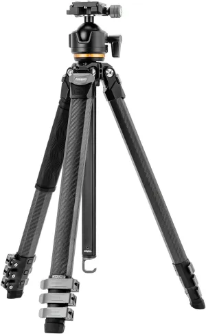 Fotopro Compact Carbon Fiber Tripod, 60 inch Profile Legs Portable Travel Tripod, Professional Heavy Duty Tripods Max Load 44lbs with Super-Large Ball Head Weatherproof Bag, Fotopro Origin Plus Black