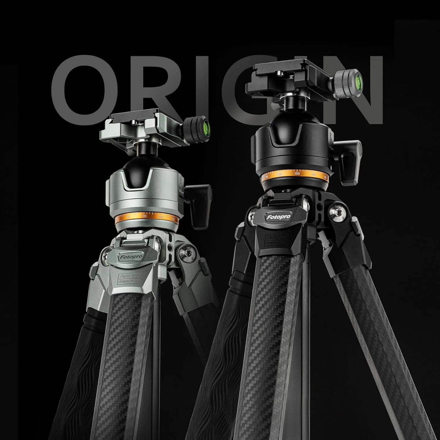 Fotopro Compact Carbon Fiber Tripod, 60 inch Profile Legs Portable Travel Tripod, Professional Heavy Duty Tripods Max Load 44lbs with Super-Large Ball Head Weatherproof Bag, Fotopro Origin Plus Black