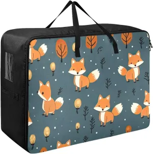 Foxes Storage Bags, 27.5x19.7x11 In, Extra Large Storage Duffle Bag with Zippers and Handles Zippered Storage Bag for Moving