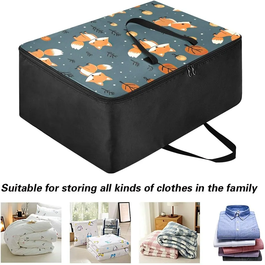 Foxes Storage Bags, 27.5x19.7x11 In, Extra Large Storage Duffle Bag with Zippers and Handles Zippered Storage Bag for Moving