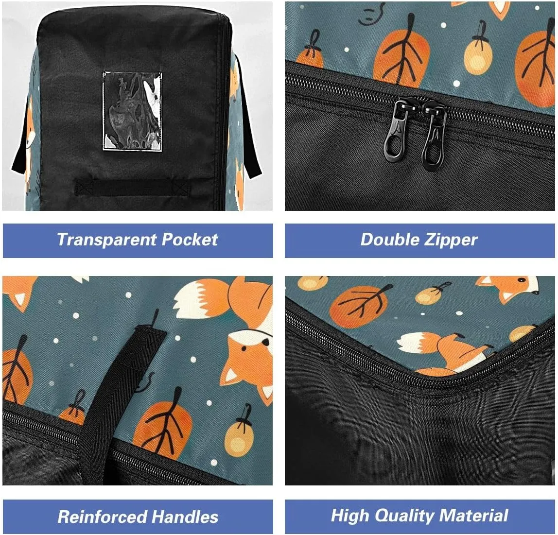 Foxes Storage Bags, 27.5x19.7x11 In, Extra Large Storage Duffle Bag with Zippers and Handles Zippered Storage Bag for Moving