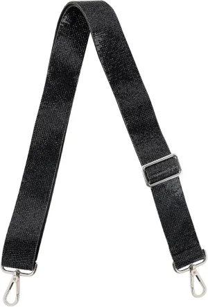 Framendino, 1 Pack Rhinestone Adjustable Purse Straps 1.5 Inch Wide Shoulder Belt Guitar Style Cross Body Bag Strap Replacement Crystal Handbag Black