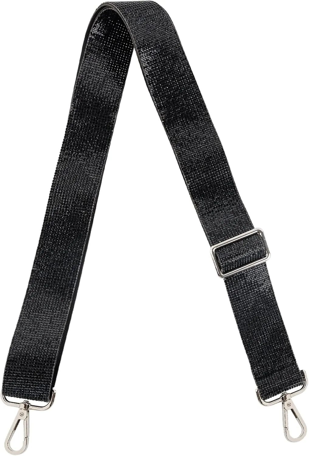 Framendino, 1 Pack Rhinestone Adjustable Purse Straps 1.5 Inch Wide Shoulder Belt Guitar Style Cross Body Bag Strap Replacement Crystal Handbag Black