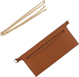 Framendino, Leather Purse Insert Organizer with Metal Bag Chain Handbag Divider Pocket Inside Clutch for