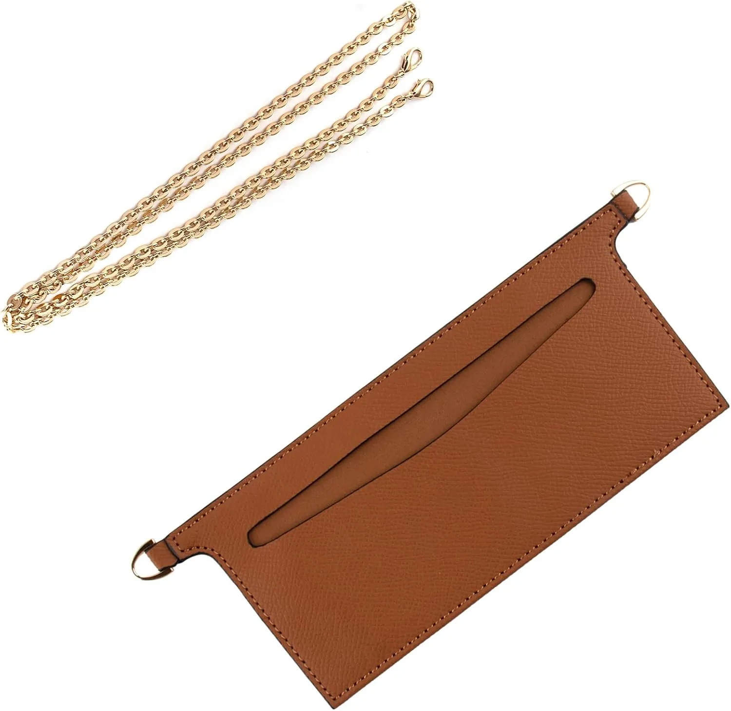 Framendino, Leather Purse Insert Organizer with Metal Bag Chain Handbag Divider Pocket Inside Clutch for