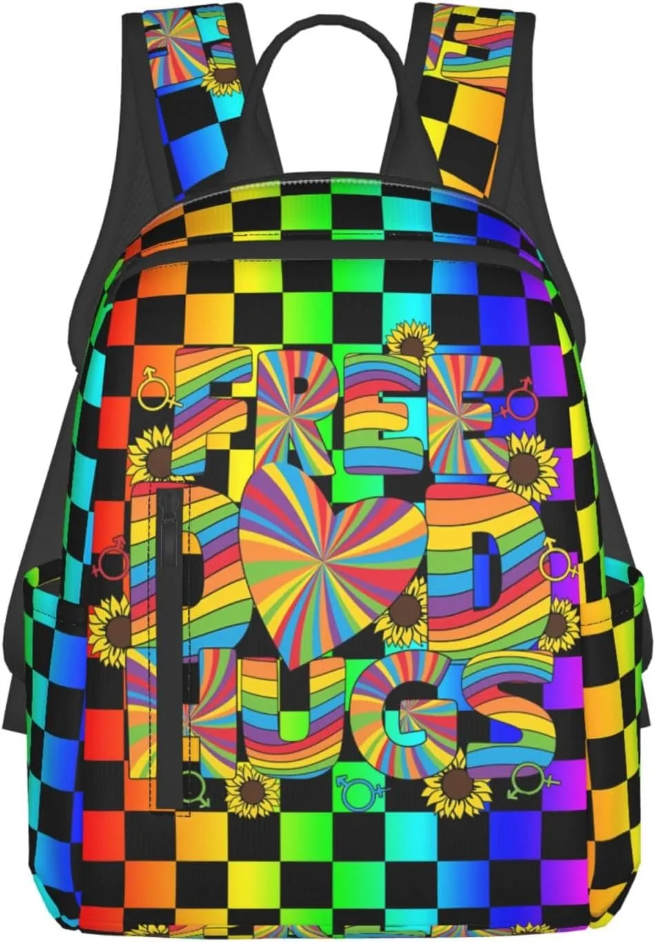 Free Dad Hugs LGBT Rainbow Gay Pride Travel Laptop Backpack Casual Backpacks Double Shoulder Daypack Notebook Rucksack Work Bags Sports Bag for Hiking Camping Beach