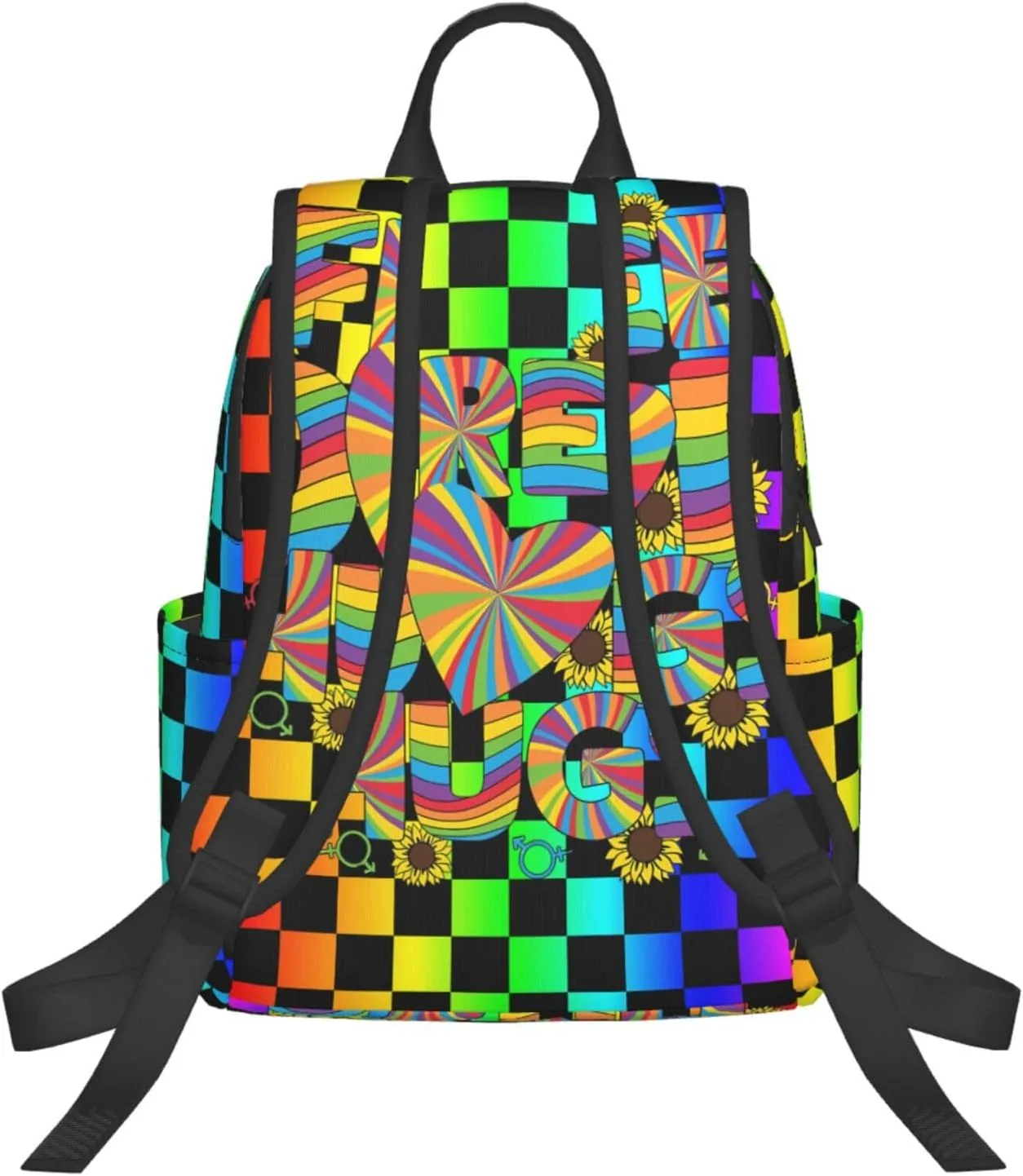 Free Dad Hugs LGBT Rainbow Gay Pride Travel Laptop Backpack Casual Backpacks Double Shoulder Daypack Notebook Rucksack Work Bags Sports Bag for Hiking Camping Beach
