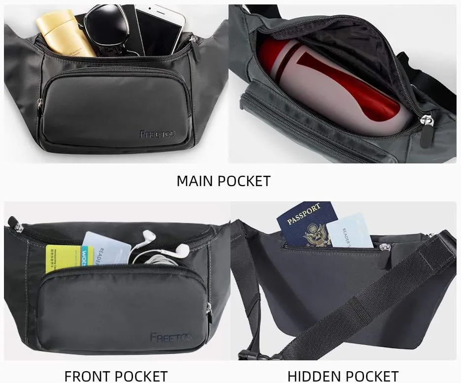 FREETOO Waist Pack Bag Fanny Pack for Men&Women Hip Bum Bag with Adjustable Strap for Outdoors Workout Traveling Casual Running Hiking Cycling