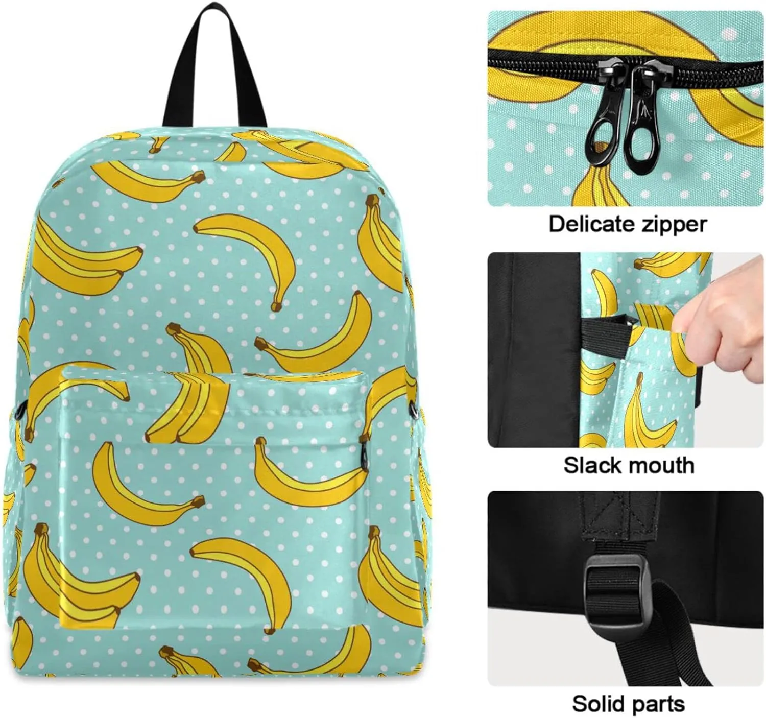 Fresh Banana Dots Green Large Portable Laptop Backpack,Durable Travel Bag for Men Women School Bookbag Work Fit 16.5 Inch Notebook