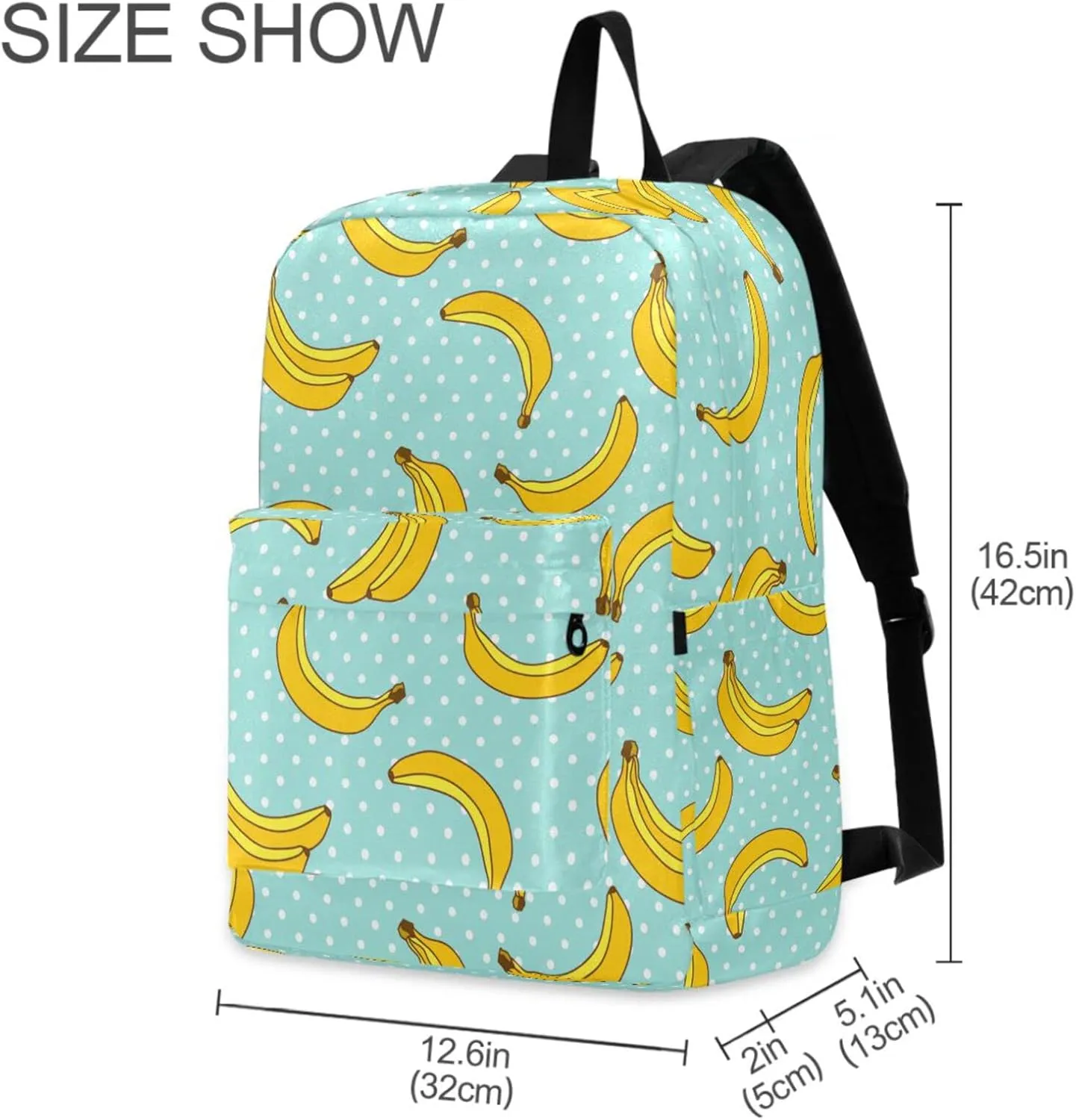 Fresh Banana Dots Green Large Portable Laptop Backpack,Durable Travel Bag for Men Women School Bookbag Work Fit 16.5 Inch Notebook