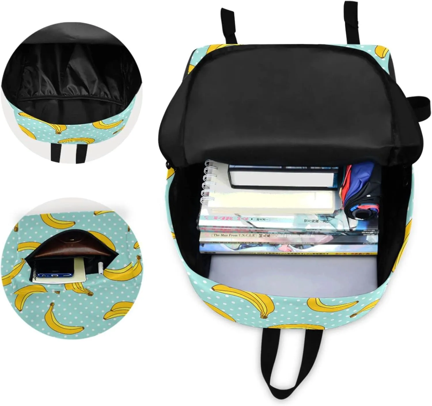Fresh Banana Dots Green Large Portable Laptop Backpack,Durable Travel Bag for Men Women School Bookbag Work Fit 16.5 Inch Notebook