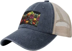 Fresh Cabbage Mesh Trucker Hat Mesh Snapback,Trendy Cowboy Cap for Sports and Headwear
