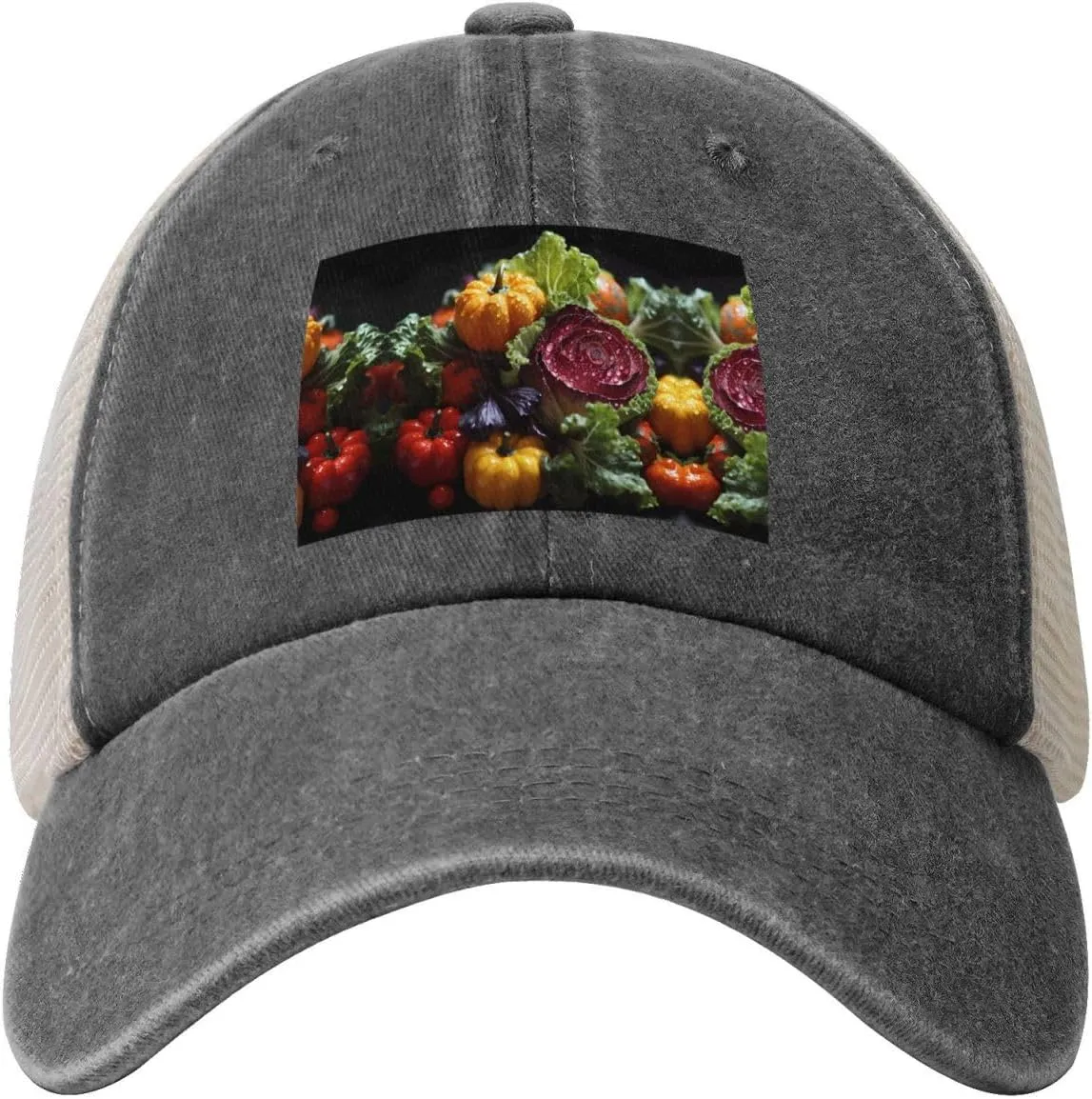 Fresh Cabbage Mesh Trucker Hat Mesh Snapback,Trendy Cowboy Cap for Sports and Headwear