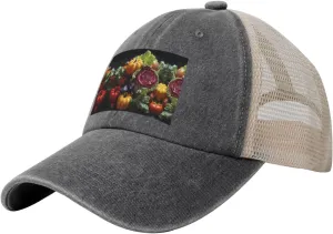 Fresh Cabbage Mesh Trucker Hat Mesh Snapback,Trendy Cowboy Cap for Sports and Headwear