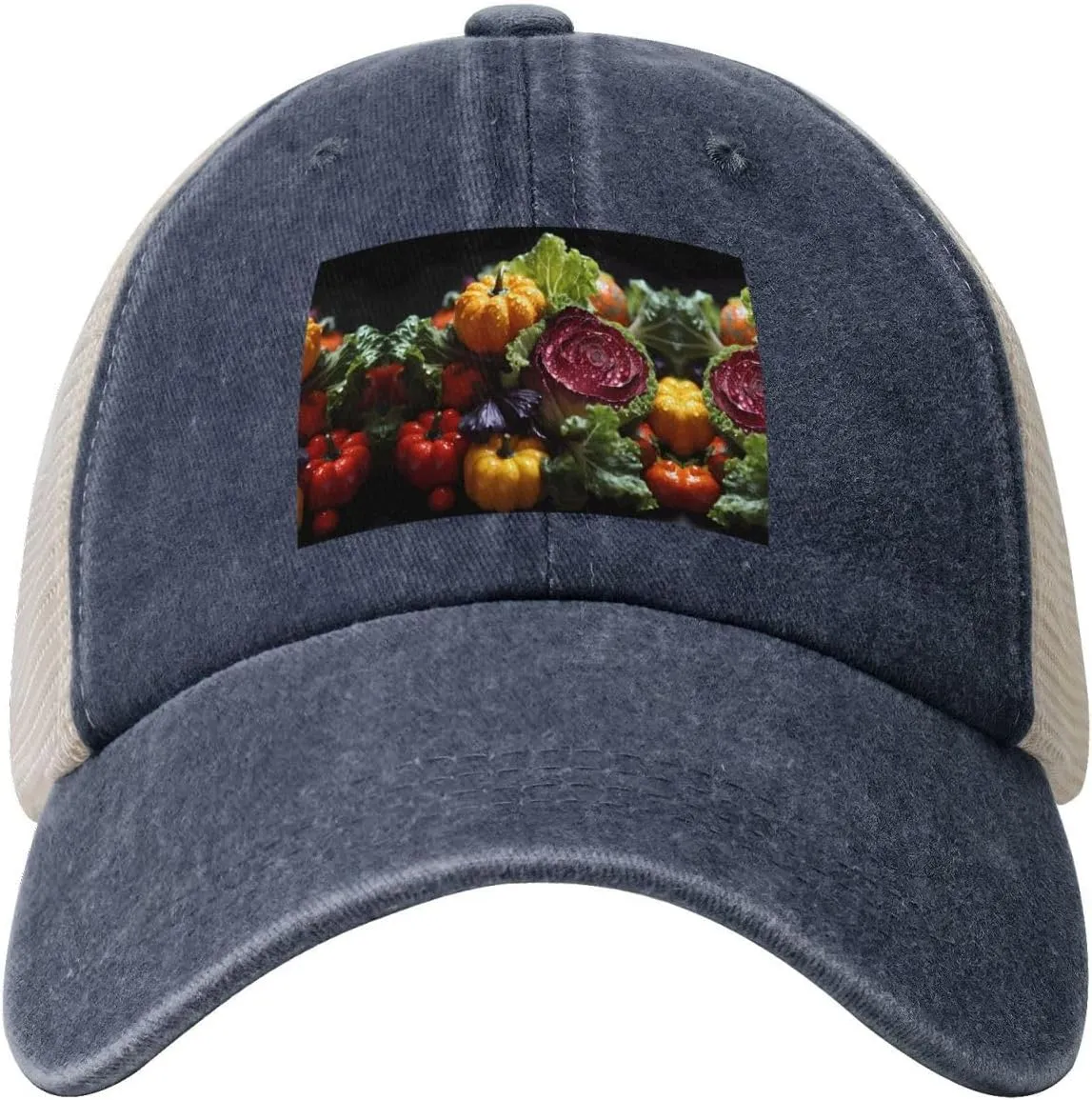 Fresh Cabbage Mesh Trucker Hat Mesh Snapback,Trendy Cowboy Cap for Sports and Headwear