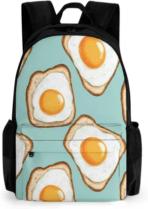 Fried Eggs And Bread Fashion Backpack Light Weight Daily Travel Hiking Laptop Shoulder Bag