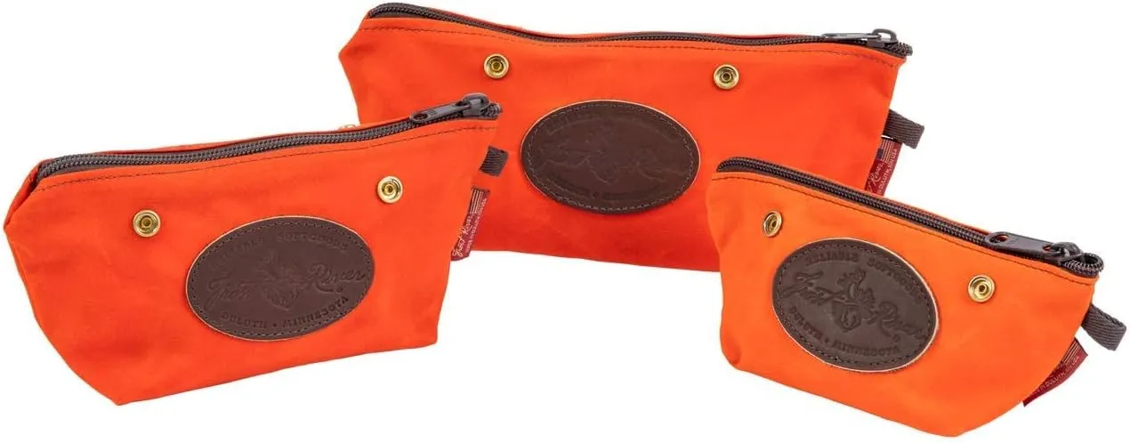 Frost River Accessory Bag - Durable Waxed Canvas Travel Organizer Toiletry Pouch, Medium, With XP Snaps, Hunter Orange