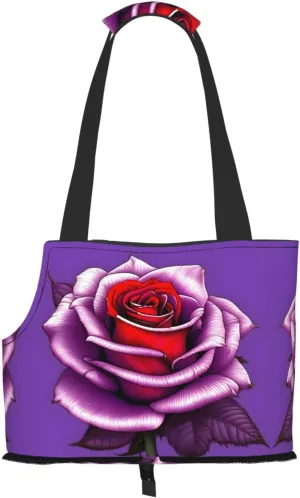 Fuchsia Rose Printed Pet Shoulder Bag, Specially Designed for Small Dogs and Cats, Multifunctional Shoulder and Handbag