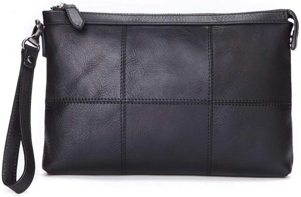 Full Grain Leather Wristlet Clutch Wallet Phone Crossbody Wallet Purse with Detachable Shoulder Strap
