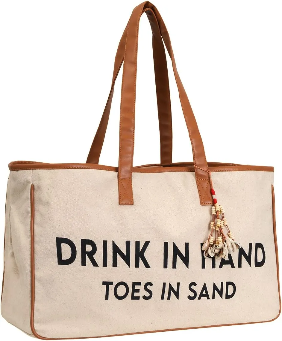 Funky Junque Premium Canvas Tote Bag with Inspirational Quote Lining