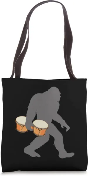 Funny Bongosero Bigfoot musician with Bongo Drum Tote Bag