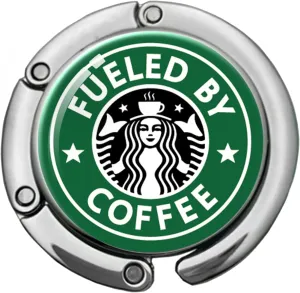 Funny Coffee Foldable Purse Hook, Fueled by Coffee Handbag Hanger Holder, Round Purse Table Hook Bag Hanger Hook, Funny Desk Hook Gifts for Women Office Coworker Friend Boss Coffee Lover