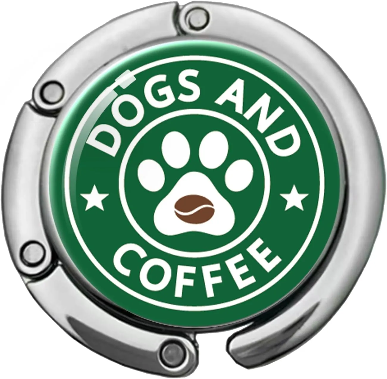 Funny Dog Foldable Purse Hook, Dogs and Coffee Handbag Hanger Holder, Round Purse Table Hook Bag Hanger Hook, Funny Desk Hook Gifts for Women Friend Coworker Leader Coffee Lover Dog Lover
