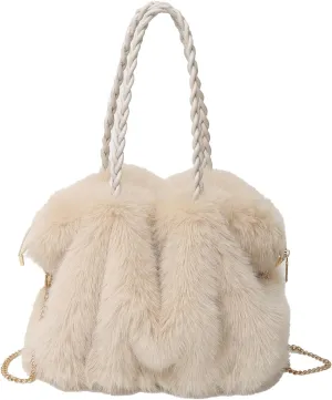 Furry Purse Winter Fluffy Bags for Women Fuzzy Tote Bag Handbags Faux Fur Bag Fluffy Shoulder Crossbody Bag