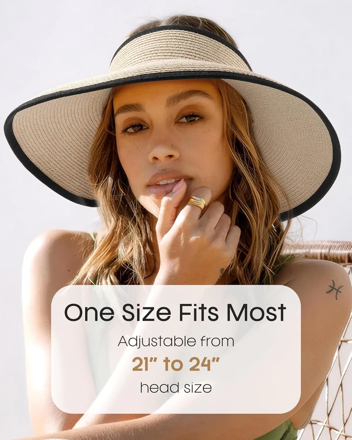 FURTALK Straw Sun Visor Hats for Women UPF 80  Wide Brim Pontytail Summer Beach Hats