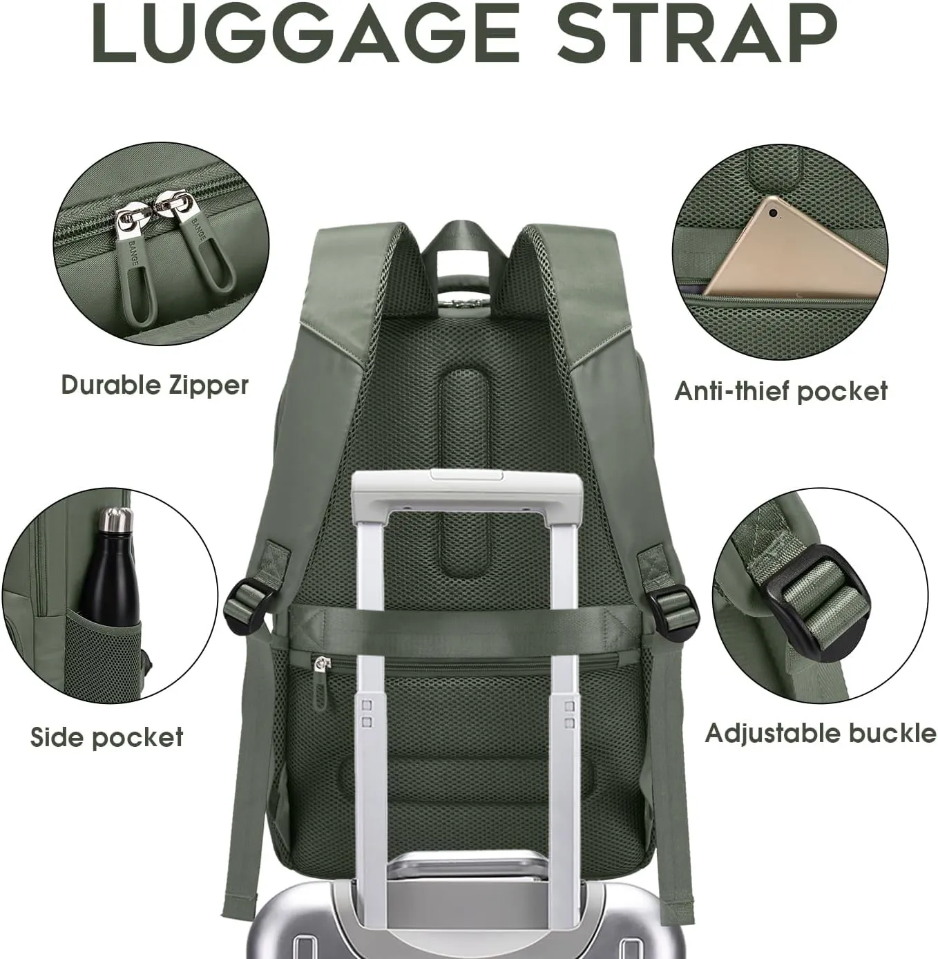 FUTURE AESTHETICS Travel Backpack for Women、men, College Backpack Bag, Hiking Backpack,Waterproof Carry On Backpack Business Backpack (Green)