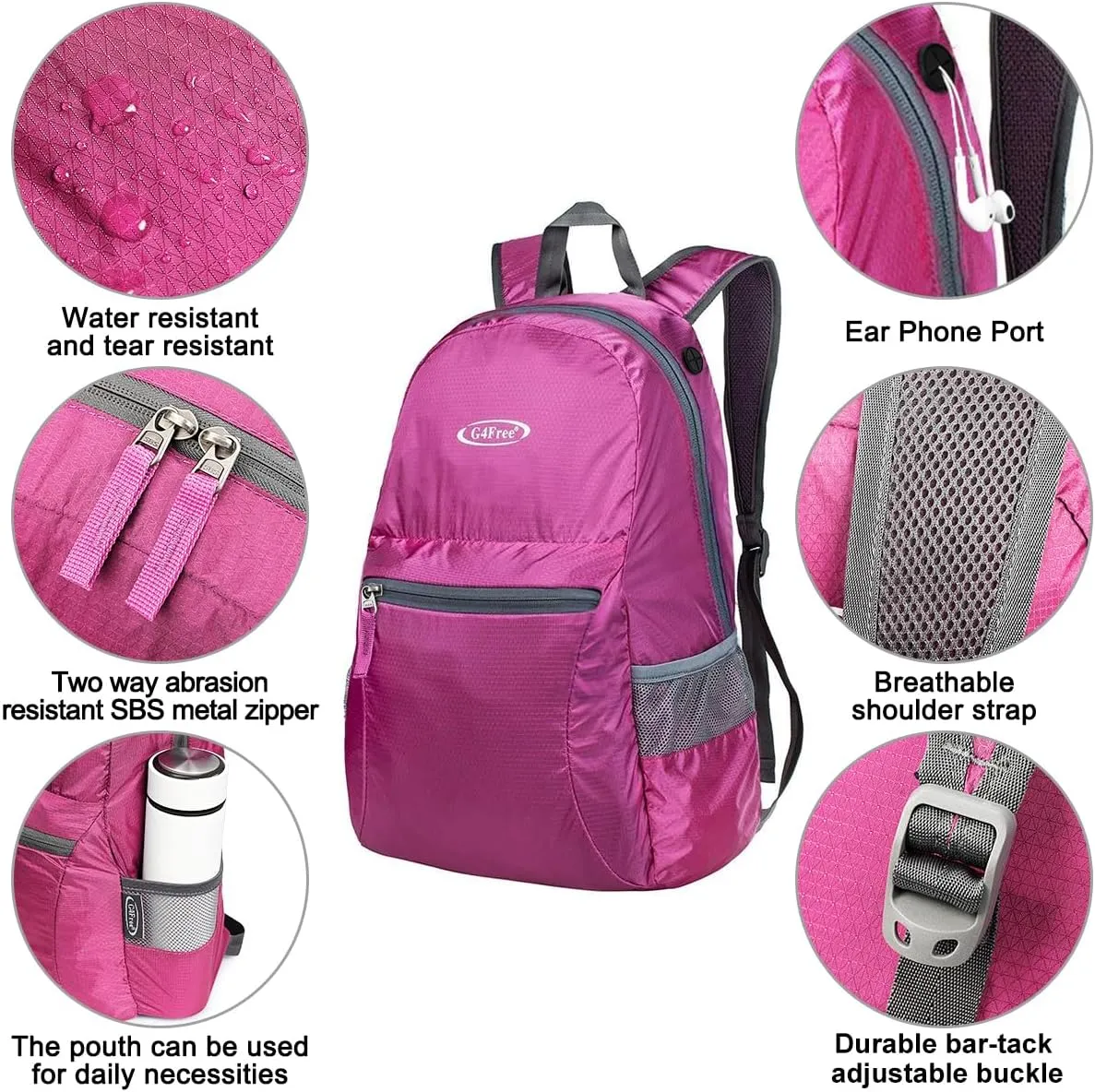 G4Free 20L Lightweight Packable Backpack Travel Hiking Daypack Foldable Backpack for Men Women
