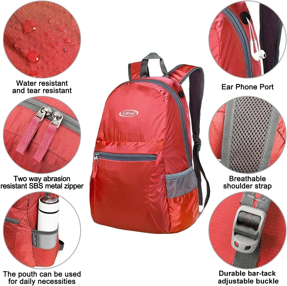 G4Free 20L Lightweight Packable Backpack Travel Hiking Daypack Foldable Backpack for Men Women