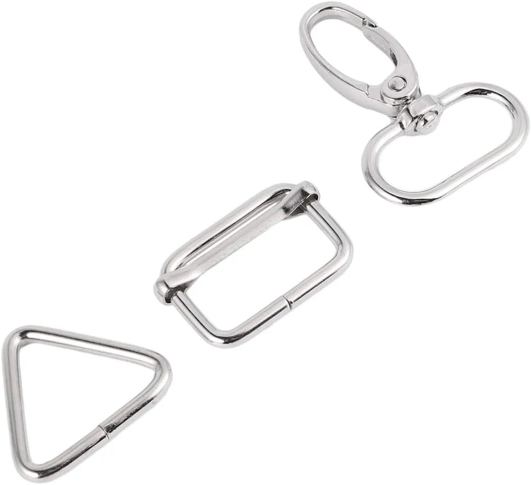 Gadpiparty 1 Set 50pcs Handbag Buckle Metal Key Chain Includes Rotary Oval Glide Triangle Fasteners for Purse Crafting Durable Hardware for Handbag Purse Accessories