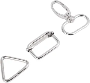 Gadpiparty 1 Set 50pcs Handbag Buckle Metal Key Chain Includes Rotary Oval Glide Triangle Fasteners for Purse Crafting Durable Hardware for Handbag Purse Accessories