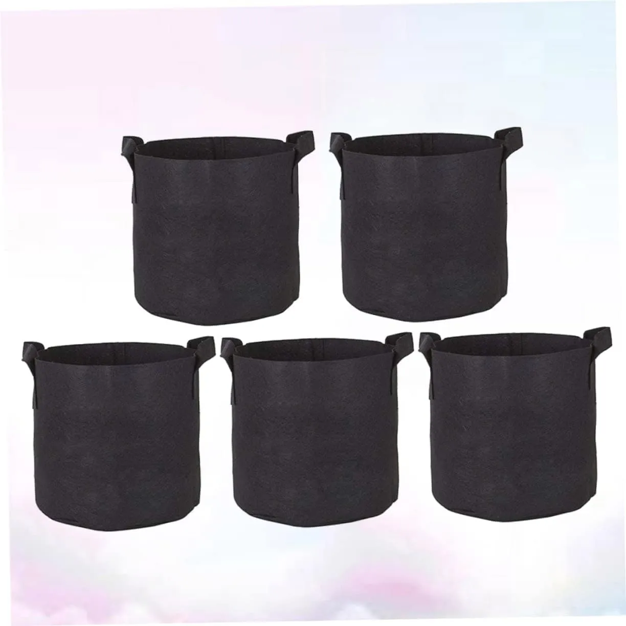 Garden Planting Bags 5 Pack 30x30x35cm Felt Material Round Shape Large Capacity Easy to Use Black for Vegetable and Flower Transplanting