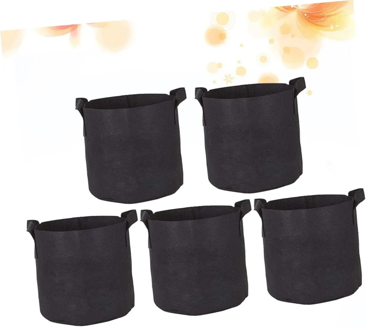 Garden Planting Bags 5 Pack 30x30x35cm Felt Material Round Shape Large Capacity Easy to Use Black for Vegetable and Flower Transplanting
