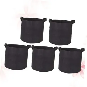 Garden Planting Bags 5 Pack 30x30x35cm Felt Material Round Shape Large Capacity Easy to Use Black for Vegetable and Flower Transplanting